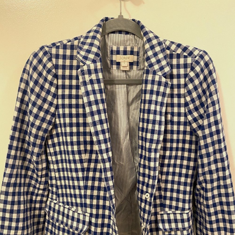 J. Crew Womens Blazer Size 4 (Blue/Plaid)